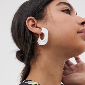 Asos Ruched Faux Leather Hoop Earrings
